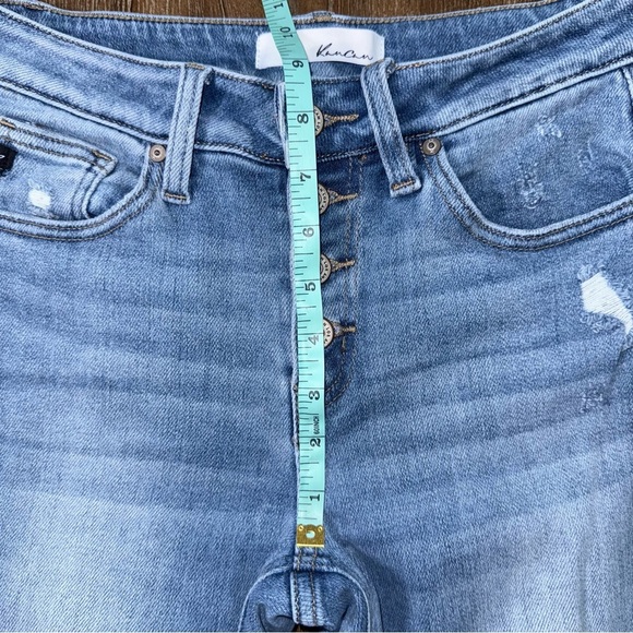 KanCan Light Blue Flare Jeans Distressed Button Fly Boho - Picture 5 of 12